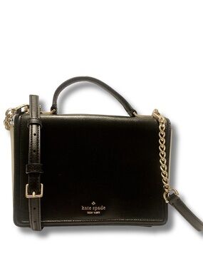 Kate Spade Patterson Drive Medium Maisie Satchel Black Cement Leather Crossbody